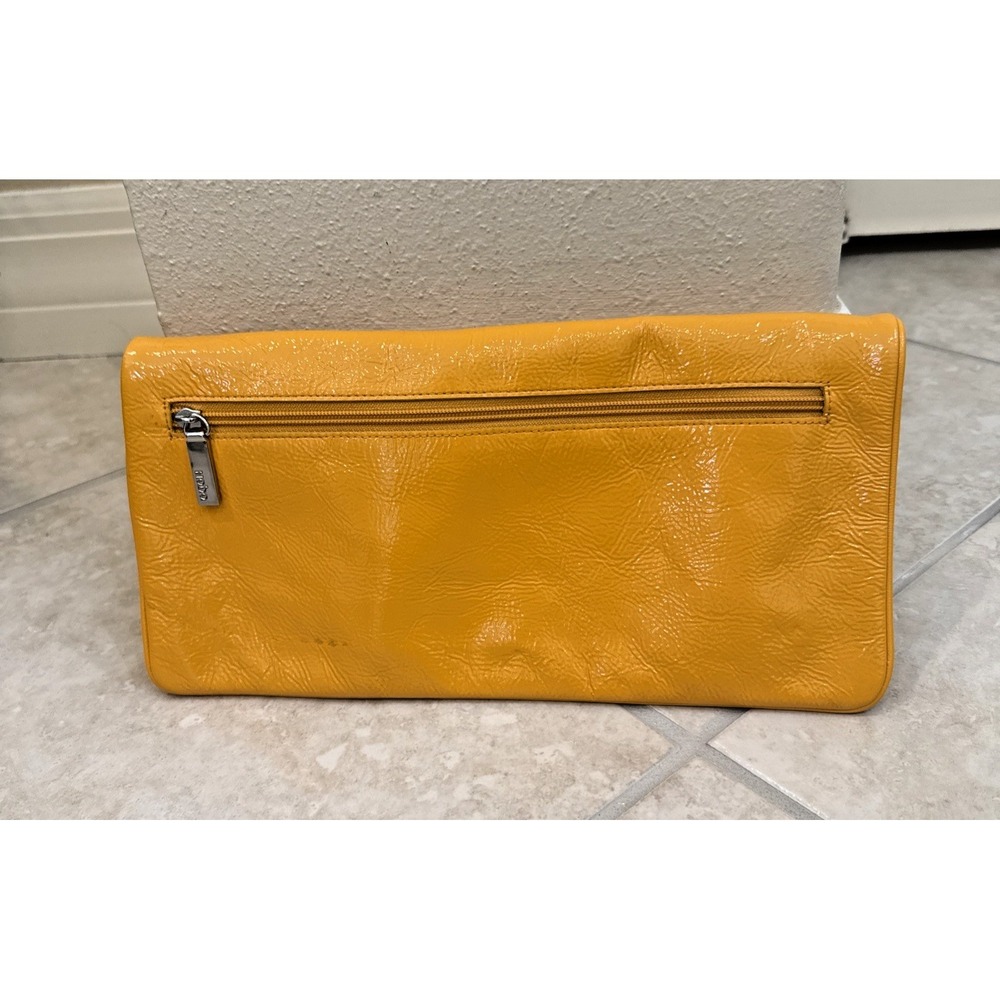 Hobo International Yellow Patent Leather Purse Clutch Preppy Colorful 6x13x1 - Picture 2 of 12